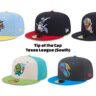 The minor league baseball hats selected for the Texas League South Division