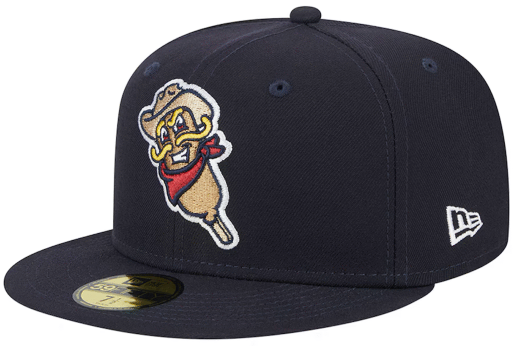 Celebrate an incredibly unique look from the Frisco RoughRiders with this Theme Nights Frisco Corny Dogs 59FIFTY cap. This awesome New Era hat features embroidered graphics celebrating the very limited edition look the Frisco RoughRiders are taking on. The high crown construction and fitted design will keep you comfortable all game long.